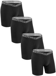 GRESTU Men's 4-Pack Big & Tall L-5XL Boxer Briefs Underwear Pack,Innovative V-waistband Design for Liberate Belly, 4 Black, Large