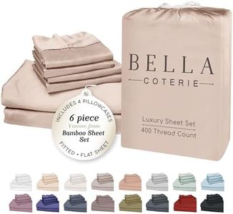 Bella Coterie 6 Piece Luxury Bamboo Viscose Split Top King Size Sheet Set | 34" Split for Adjustable Beds | 100% Organically Grown| Cooling | 18” Deep Pocket | 4 Pillowcases [Dusty Rose]