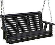 Poly Lumber Wood 5FT Porch Swing Amish Craftsmandship Made in USA HDPE with No wood fibers and 1000 lbs Limit. Stainless Steel Hardware.Signature Rollback design for Patio Outdoor Backyard Garden Park