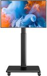 Universal Floor TV Stand, Rolling Floor TV Mount with Wheels, 80 Degree Swivel Height Adjustable for 27 to 65 Inch LCD LED OLED TVs, Holds up to 40 kg Mobile Monitor Stand, Max VESA 400x400mm