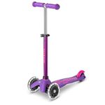 Micro Scooters | Mini Micro Deluxe LED Children's Scooter | Extra Grippy Deck | Weather Tested Stem | Remove & Fold Handlebar | Light Up Wheels | 2-5yrs | Boys & Girls | Pink/Purple
