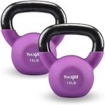 Yes4All Neoprene Coated & Kettlebell Sets - Hand Weights for Home Gym & Dumbbell Weight Set training 15lbs - Pair