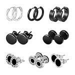 8 Pairs Black Stainless Steel Stud 