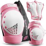 SKATEWIZ Skate Pads - Skateboard Pads for Kids 8-14 - Smash - Size S in Pink White - Skating Pads Knee Pads for Roller Skating Pads Kids Knee Pads - Skateboard Gear Kit Protection Skate