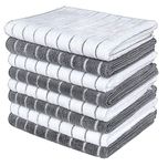 Microfiber Dish Towels - 8 Pack (Stripe Designed Gray and White Colors) - Soft, Super Absorbent and Lint Free Kitchen Towels, 26 x 18 Inch (Grey White)