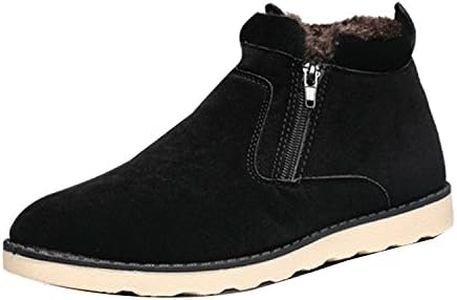 Gaorui Men's Winter High Top Warm Suede Shoe Ankle Boot Casual Slip On Flat Sneaker 8.5 D(M) US Black