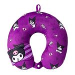 MINISO Neck Pillow with Eye Mask, Sanrio Adventure Series Cervical Pillow for Neck and Shoulder Pain, Neck Pillow for Travel Rest Car,Airplane,Office 29x29x9cm (Kuromi)