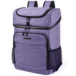 AGLHER Cooler Backpack 30 Cans Lightweight Insulated Backpack Cooler Leak-Proof,Lightweight Backpack with Cooler for Lunch Picnic Hiking Camping Beach Park Day Trips. Purple