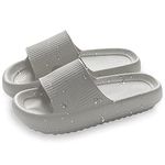 Women Shower Slides Men Sandals Non-Slip Bathroom Slippers Lightweight Thickened Pillow Slides Open-toe Quick Drying Extra Thick Sandals Soft Comfortable EVA Platform Slides Indoor Outdoor Beach Unisex (Grey, numeric_8)