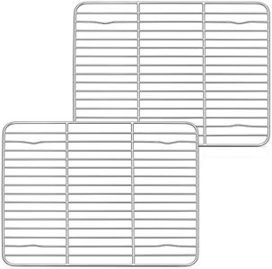 Cooling Rack Set of 2, Herogo Stainless Steel Wire Grill Rack for Baking Roasting Cooling, 29.5 x 23 x 1.5cm, Metal Rectangle Oven Shelf for Cake Cookie Bread, Oven Safe & Dishwasher Safe