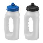 Twizzle & Twig Running Water Bottle Handheld 500ml Leakproof Spout Light Weight BPA Free Easy Grip Ideal for Runners Jogging Sports Gym Training 2 Pack (Blue & Black Lids)