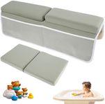 Baby Bath Kneeler and Elbow Rest Pad Set, Bath Kneeling Pad, Anti-Slip Baby Bath Support Mat with 4 Organizer Pockets, Foam Kneeling Bath Pad, Washable Bath Tub Elbow Pad for Toddler Bathroom