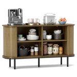 SILKYDRY Buffet Cabinet with Storage, 47” Fluted Sideboard with Sliding Tambour Doors, Adjustable Shelves, Credenzas for Living Room, Mid Century Modern Console Table for Kitchen Dining Room