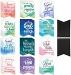 Faithful Finds 72 Pieces Christian Magnetic Bookmarks for Women, Small Religious Scripture Bible Verse Magnets, 12 Watercolor Designs (1 x 1 in) - Magnetic Scripture Bookmarks - Christian Bookmarks