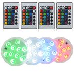 Submersible LED Lights Waterproof Underwater Lights 2.8inch Battery Powered Remote Controlled Color Changing Tea Lights Small LED Lights for Party Pond Pool Wedding Halloween Christmas (4 Pack)