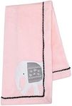 Lambs & Ivy Happy Jungle Pink Elephant Fleece Baby Blanket w/Pom Pom Trim