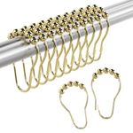 HASTHIP® Stainless Steel Curtain Hooks, Shower Curtain Hooks Rings, Curtain Rings Metal for Bathroom Shower Rods Curtains-Set of 12 (6 x 4cm/2.3 x 1.6 inch, Golden)