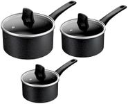 Tefal Titanium Stone Induction Non-Stick 3pc Set: Saucepan 16/18/20cm + 3 Matching lids