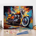 TUMOVO Paint by Numbers Colored Motorcycle DIY Paint by Numbers Kit for Adults and Kids DIY Canvas Painting by Numbers Watercolor Oil Painting Acrylic Painting Arts and Craft 16x20 Inch