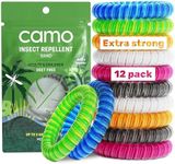 CAMO Max Strength Mosquito Repellent Bracelet, 12 Insect Repellent Mosquito Bands, Child Friendly, Waterproof, releaseable Packaging, 3 Days of Protection (Multi Colour)