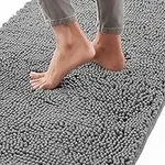 Gorilla Grip Bath Rug 30x20, Thick Soft Absorbent Chenille, Rubber Backing Quick Dry Microfiber Mats, Machine Washable Rugs for Shower Floor, Bathroom Runner Bathmat Accessories Decor, Grey