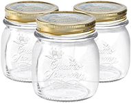 Bormioli Rocco Quattro Stagioni Glass Storage Jars - Traditional Kitchen Food Canister with Screw Top Lid - 250ml - Pack of 3