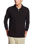 Lee Uniforms Men's Modern Fit Long Sleeve Polo, Black, 38/40