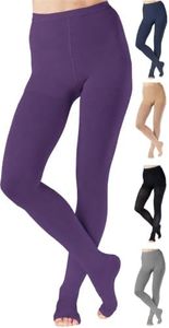 Opaque Compression Pantyhose for Women 20-30mmHg - Graduated Compression Tights with Open Toe for Varicose Veins Circulation, Pregnancy, Edema, Leg Pain - Purple, Small - A214PR1