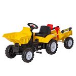 Aosom Ride On Toy Pedal Dump Truck, Front Loader Construction Tractor with Detachable Trailer - Yellow