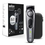 Braun All-in-One Style Kit Series 7 7410, 100% Waterproof 8-in-1 Beard & Body Trimmer for Manscaping, with 8 tools and 100-minute Cordless Runtime