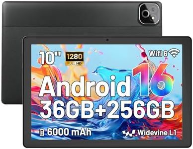 MUISOO Tablet 10 inch Tablets Android 16, Octa-Core Processor, 36GB RAM 256GB ROM (1TB TF Expand), 5MP+8MP Dual Camera, 5G WiFi 6, Bluetooth 5.0, 6000mAh, Dual Speaker (Black)