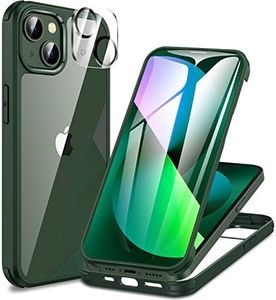 CENHUFO Coque iPhone 13, avec Protection écran Verre Trempé et Protecteur Caméra [9H HD] 360° Antichoc Housse Double Face Téléphone Case Transparent Portable Intégrale Etui pour iPhone 13 - Vert