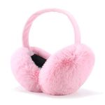 Winter Ear muffs Faux Fur Warm Earmuffs Cute Foldable Outdoor Ear Warmers For Women Girls (Pink)