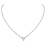 Silver Initial Necklaces V Letter Chain Silver Pendant Layering Necklaces for Women V Pendant