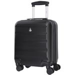 Aerolite 45x36x20cm Easyjet Maximum Size 8 Wheel ABS Hard Shell Carry On Hand Cabin Luggage Underseat Flight Travel Bag Spinner Suitcase 45x36x20 with TSA Lock (Black)