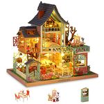 Cuteefun DIY Miniature Dolls House Kit for Adults to Build DIY Mini House Kit with Furniture Music, Make Your Own Craft House Model Father's Day(Happy Jungle Resort)