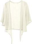 Shiyifa Women's Shrugs 3/4 Sleeve Open Front Cardigan Lightweight Tie Front Bolero Shrug(Beige,XXL)