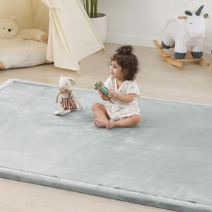 1.5" Thick Baby Play Mat for Floor Tummy Time, Large Pro Soft Foam Activity Playmats Playroom, Easy Care with Non-Slip Safe for Infant Toddler Kids Crawling79"x 118" (Light Grey)