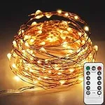 Twinkle Star Copper String Lights Fairy String Lights 8 Modes LED String Lights USB Powered with Remote Control for Christmas Tree Wedding Party Home Decoration
