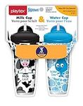 Playtex Sipsters Stage 3 Milk and Water Spill-Proof, Leak-Proof, Break-Proof Insulated Toddler Straw Sippy Cup Set (12+ Months), 9 Ounce - 2 Count