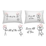Orchid & Ivy All of Me Loves All of You Couples Pillowcases - Romantic His and Hers Gifts for Valentines Day, Anniversary, Christmas, Long Distance Relationship - Boyfriend Girlfriend Gifts