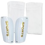 SZXMDKH M-Football Shin Guards, Size M, White for 6-14 yrs, Breathable Calf Sleeves, EVA Protection