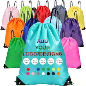 KZhanmy Custom Logo Drawstring Backpacks Bags,Bulk Personalized Draw String Back Bag,Lightweight Gym Sports Travel Daily Bags