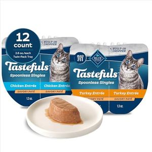 Blue Buffalo Tastefuls Spoonless Singles Variety Pack, Wet Cat Food Paté, 2.6-oz. Twin-Pack Trays, Chicken & Turkey Entreé (12 Count)