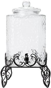 TableTop King 5 Gallon Hammered Glass Beverage Dispenser with Metal Stand