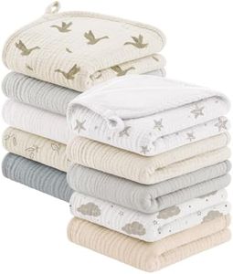 Bearmoss 10 Pack Muslin Burp Cloths, 20"×10" Absorbent Baby Burping Cloths