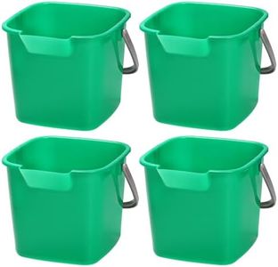 Peohud 4 Pack Sanitizing Buckets, 3 Quart Small Cleaning Buckets, Square Detergent Pail with Spout and Handle, Plastic Utility Bucket for Home Kitchen School Offices Commercial Use, Green