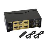 CERRXIAN HDMI Dual Monitor KVM Switch，4K@30Hz KVM Extended Display Switch，With USB 2.0 Hub and DHCP，Support Two Screens Share A Set of Keyboard and Mouse