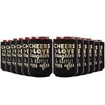 Wedding Can Can Cooler Decorations - Cheers to Love Laughter and Happily Ever After, Can Coolies Set of 12, Wedding Supplies For Bridal Showers, Engagements and Bachelorette Parties