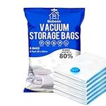 Bobeen Large Vacuum Storage Bags, 6 Pack 80 x 60cm Double-Zip Seal for Clothes, Duvets, Bedding, Pillows, Mattress, Quilt, Sweaters, Dress, Coats, Curtains, Blankets